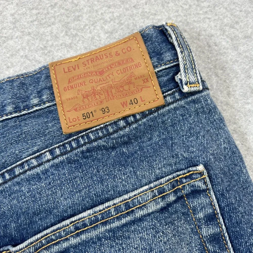 Levi's 501 '93 Jean Shorts Men's 40 Blue Medium Wash Denim Button Fly 90s Jorts